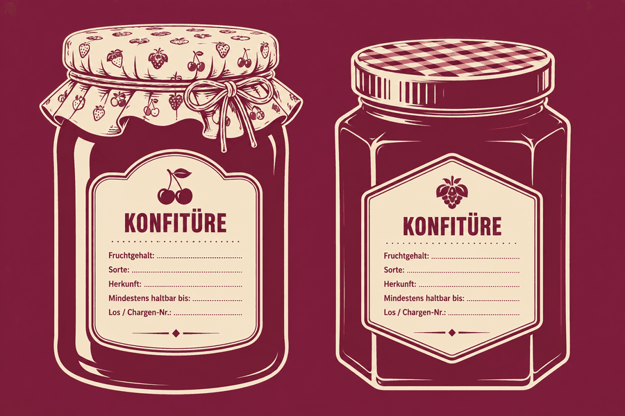 Konfitüre-Etikett: Fruchtgehalt, Zuckerart