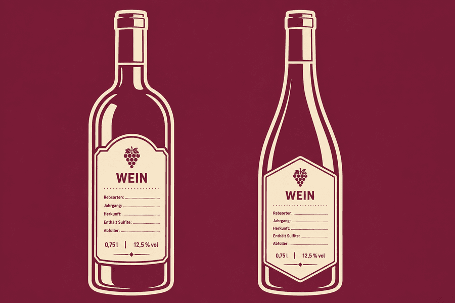 Wein-Etikett: Jahrgang, Sulfite, % vol