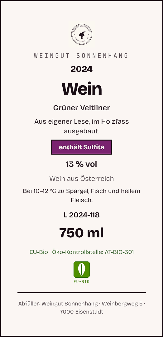 Wein-Etikett Weingut